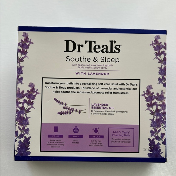 Dr Teals Soothe & Sleep - Lavender 4-piece set - plus 3lbs Epsom Salts - Picture 2 of 5